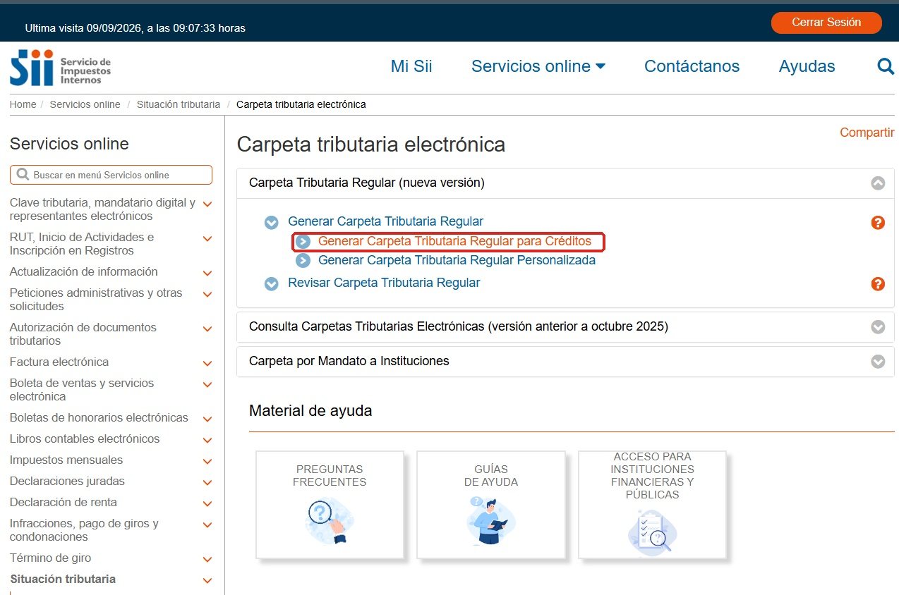 Elige la carpeta “para Créditos”