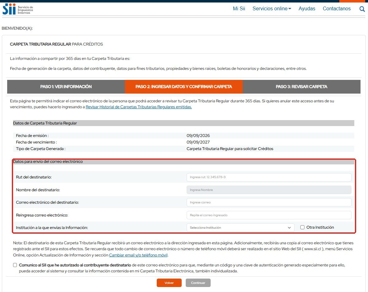 Paso 2: completa los datos del destinatario