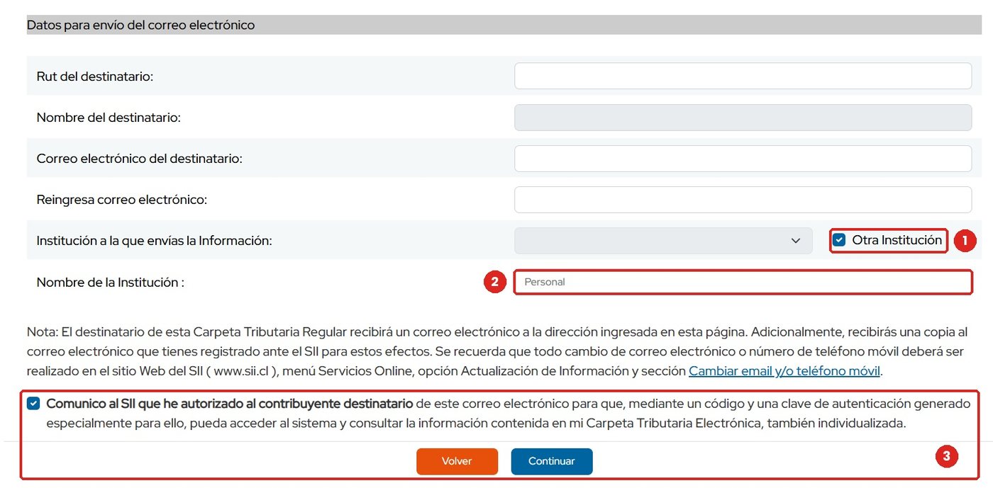 Marca “Otra Institución” y escribe PERSONAL