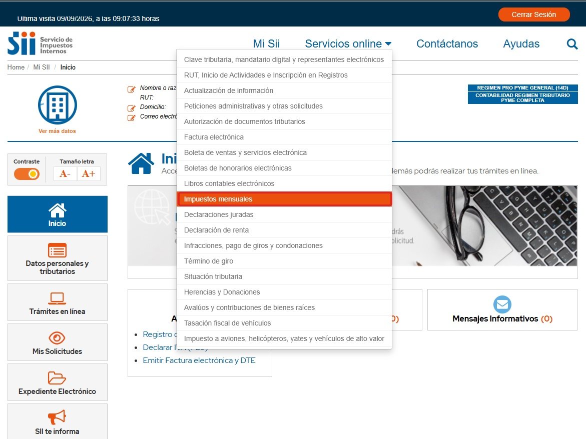 Entra a Servicios online → Impuestos mensuales