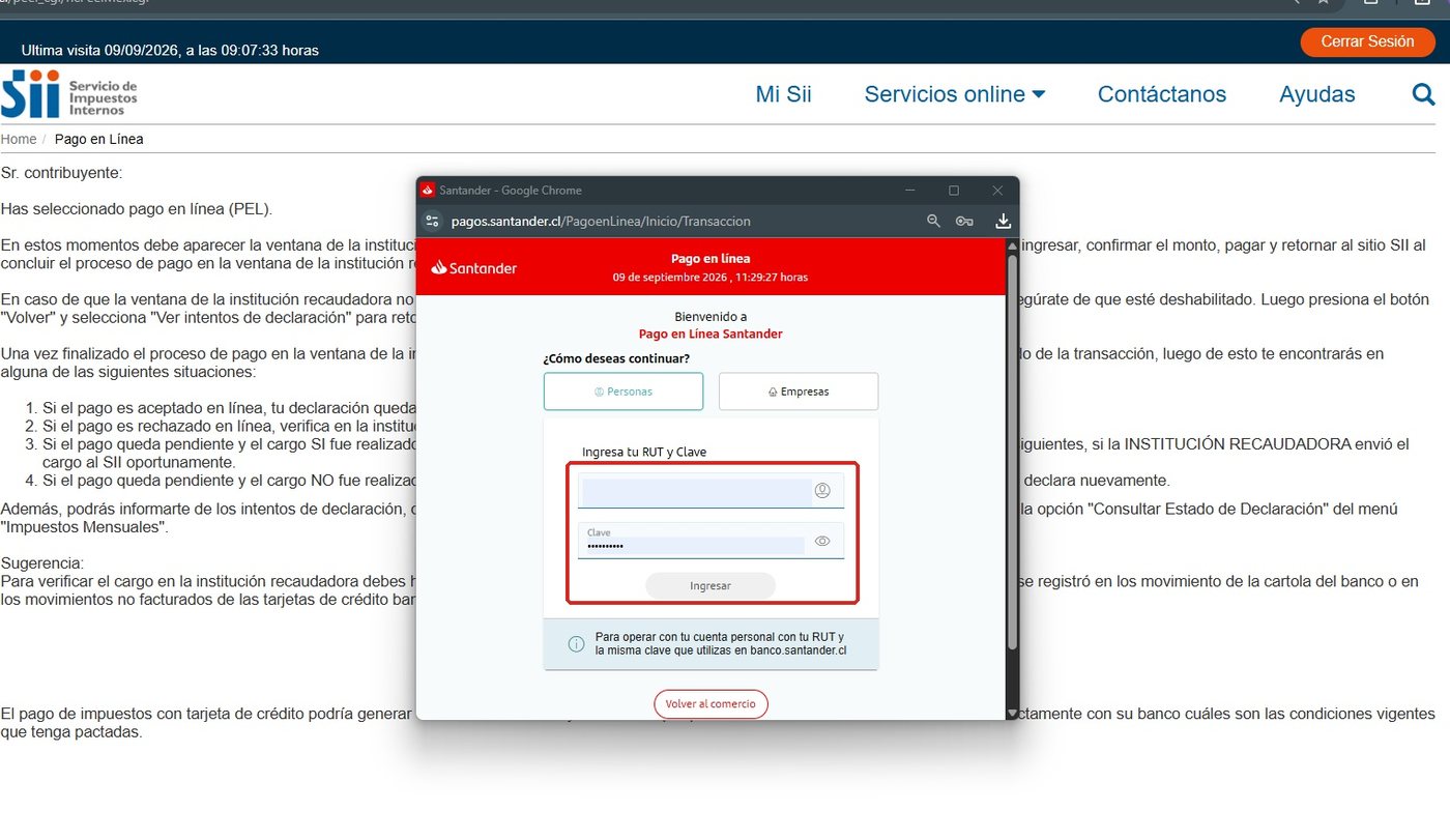 Paga en la plataforma del banco