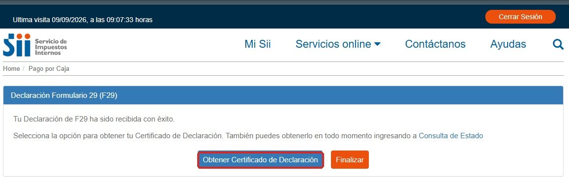 Confirma que la declaración fue recibida