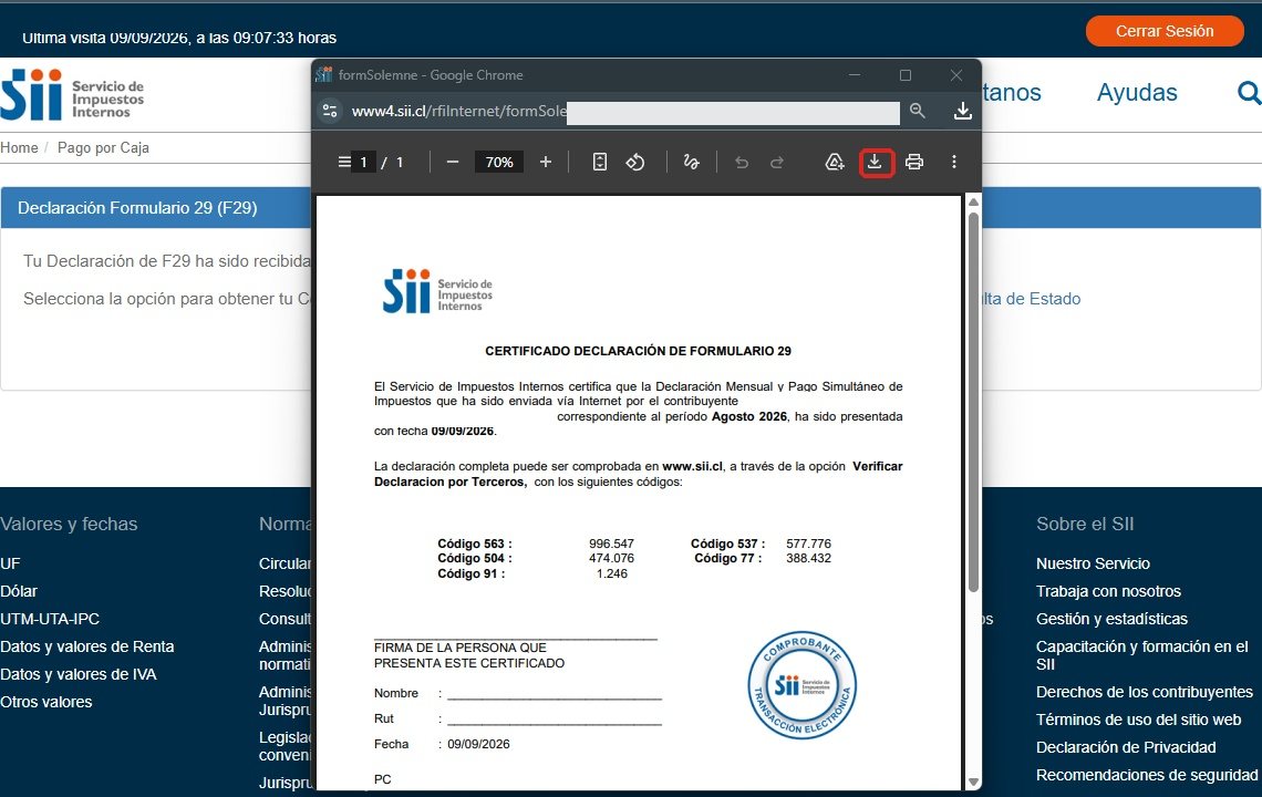 Guarda el certificado del SII