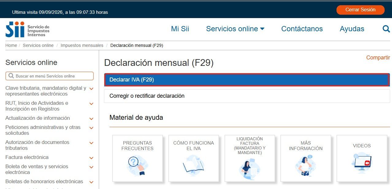 Entra a “Declarar IVA (F29)”