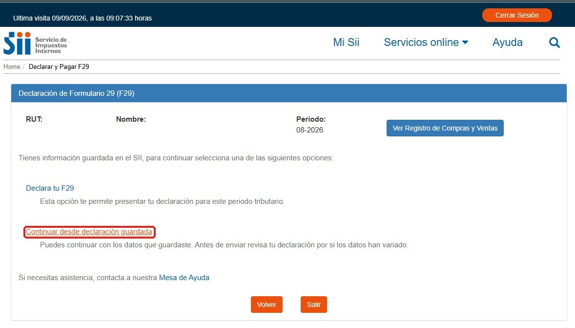 Continuar desde declaración guardada