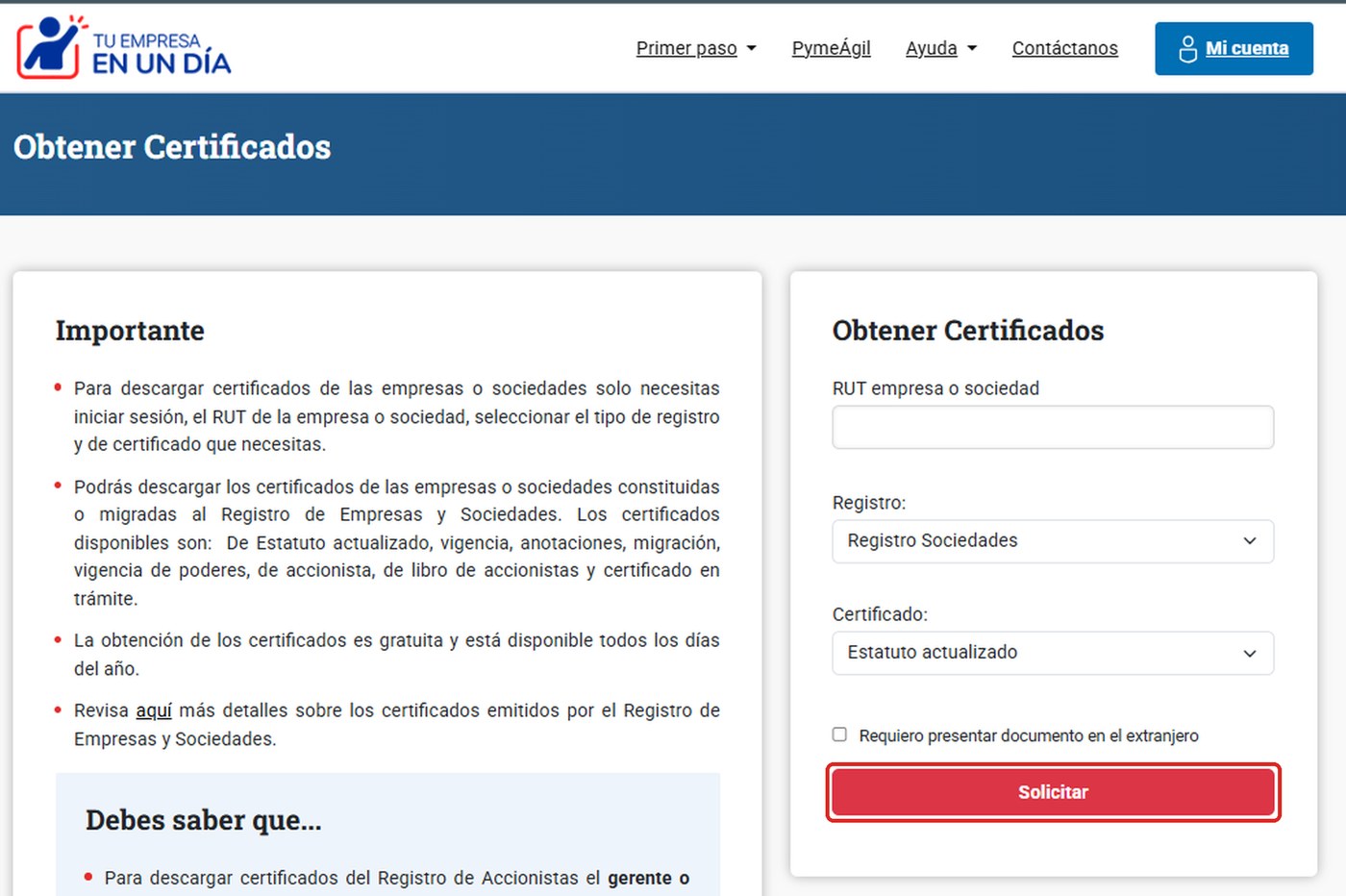 Presiona “Solicitar”