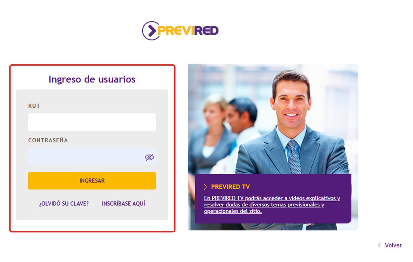 Ingresa al portal de Previred