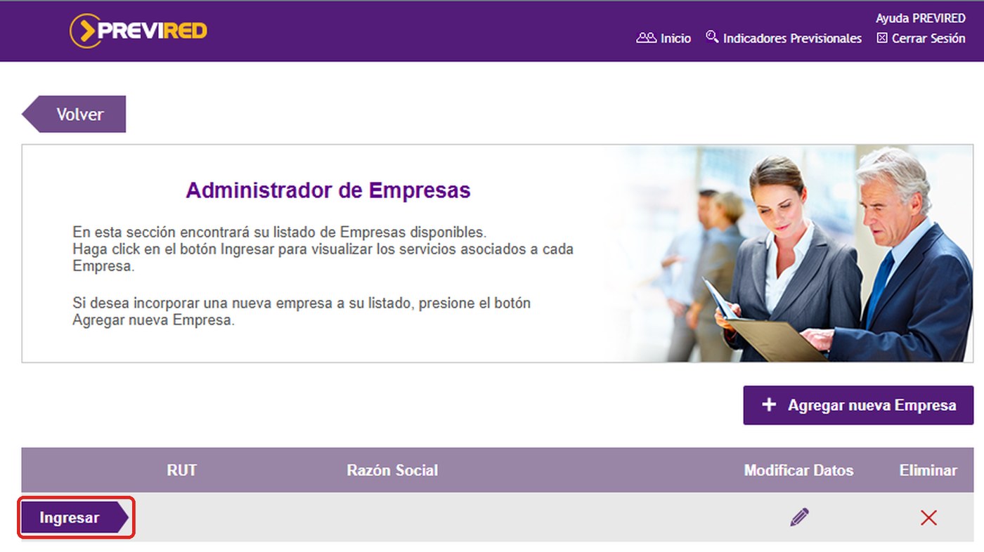Ingresa a la empresa