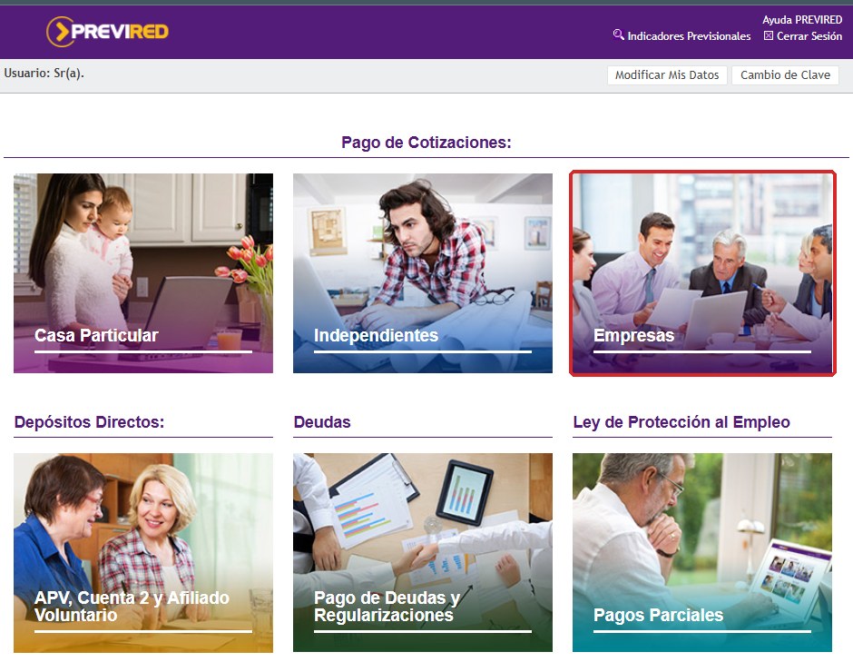Selecciona el perfil “Empresas”