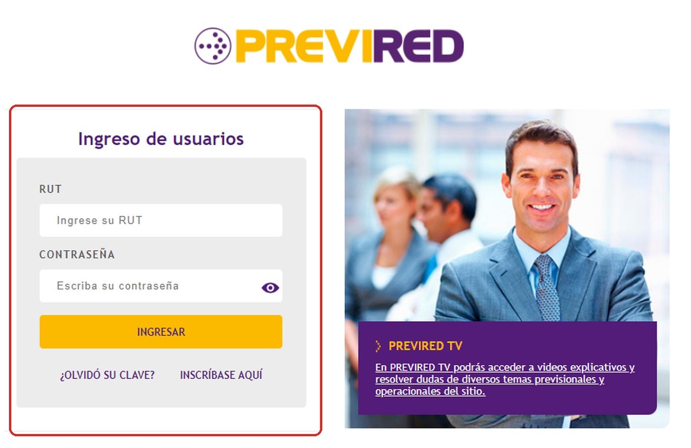 Ingresa al portal de Previred