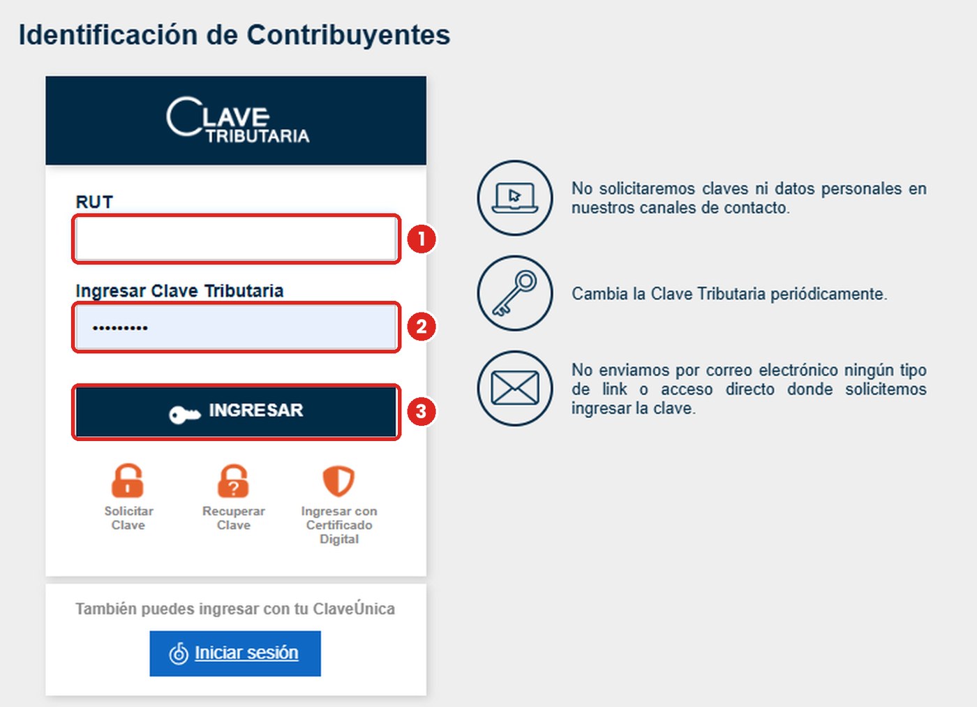 Ingresa al SII como representante legal