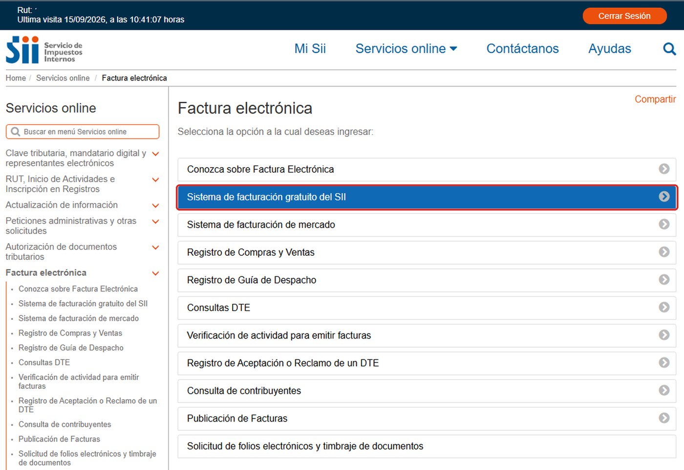 Elige “Sistema de facturación gratuito del SII”